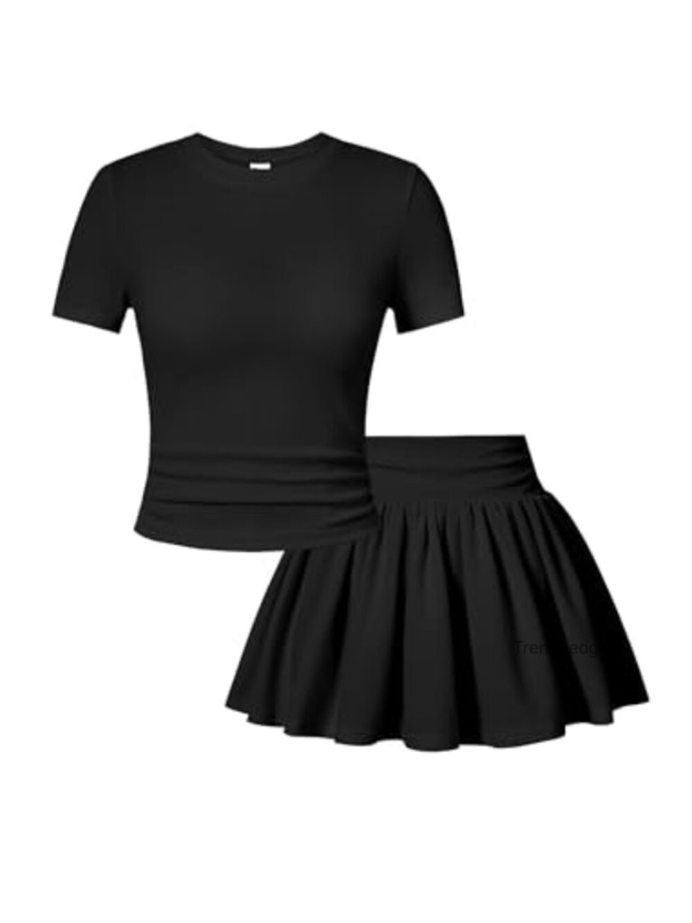 Girls Ribbed Skirt Set Ruched Top Skort 2 Piece Summer Outfit 6-14Y